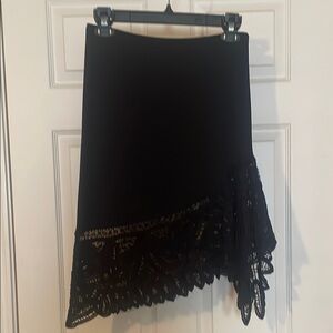 Elegant Black Lace Trim Skirt